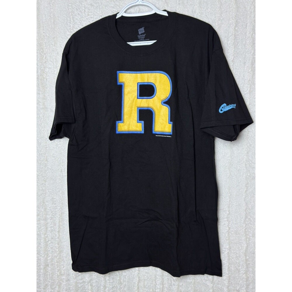 Archie Comics Riverdale High R Logo Graphic T Shirt Black, Yellow, Blue Letter L